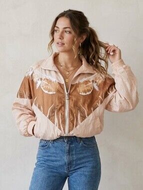 Vintage 90s Windbreaker by Levon – Petite Medium | Seashell Zipper Pull